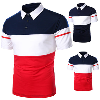 Men Short Sleeve Polo Shirt Contrast Color New Clothing Summer