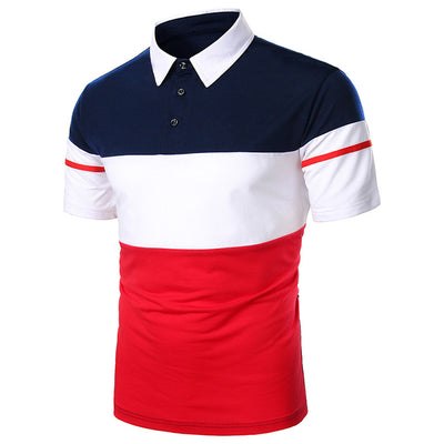 Men Short Sleeve Polo Shirt Contrast Color New Clothing Summer