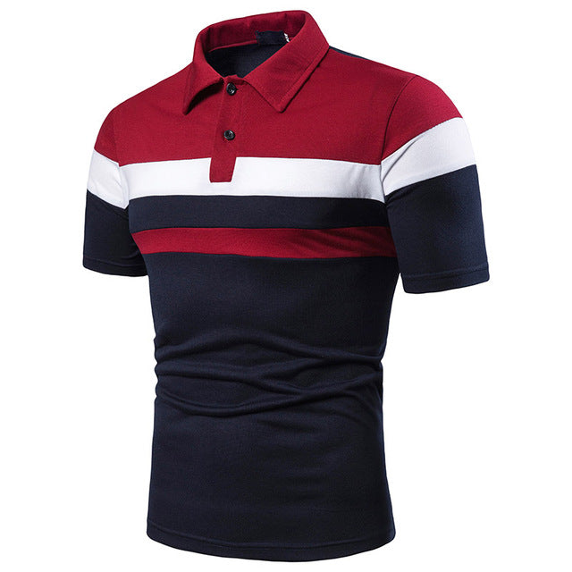 Men Short Sleeve Polo Shirt Contrast Color New Clothing Summer