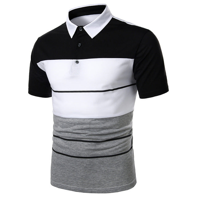 Men Short Sleeve Polo Shirt Contrast Color New Clothing Summer